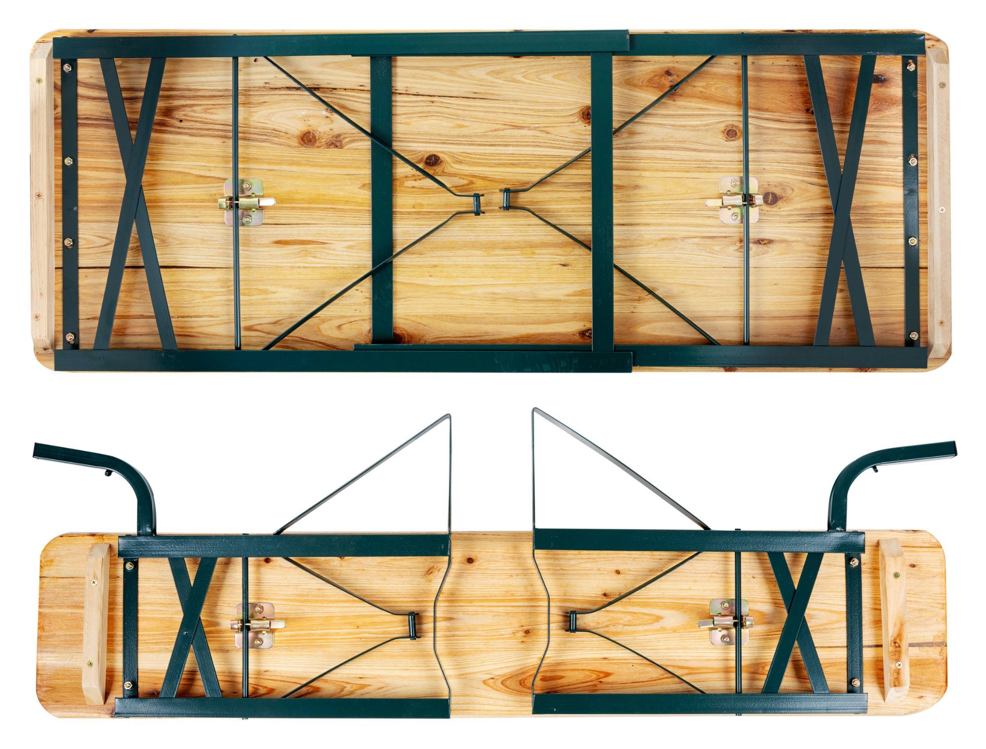 Stagecaptain Bierzeltgarnitur Hirschgarten BB-119 Sitzgarnitur mit Lehne 119 cm Länge, (Spar-Set, 6-tlg., 4 x Bank, 2 x Tisch), Mit aufsteckbarer Rückenlehne