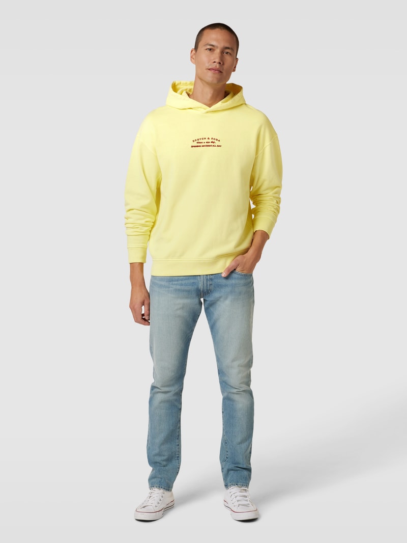 Hoodie mit Label-Stitching in hellgelb