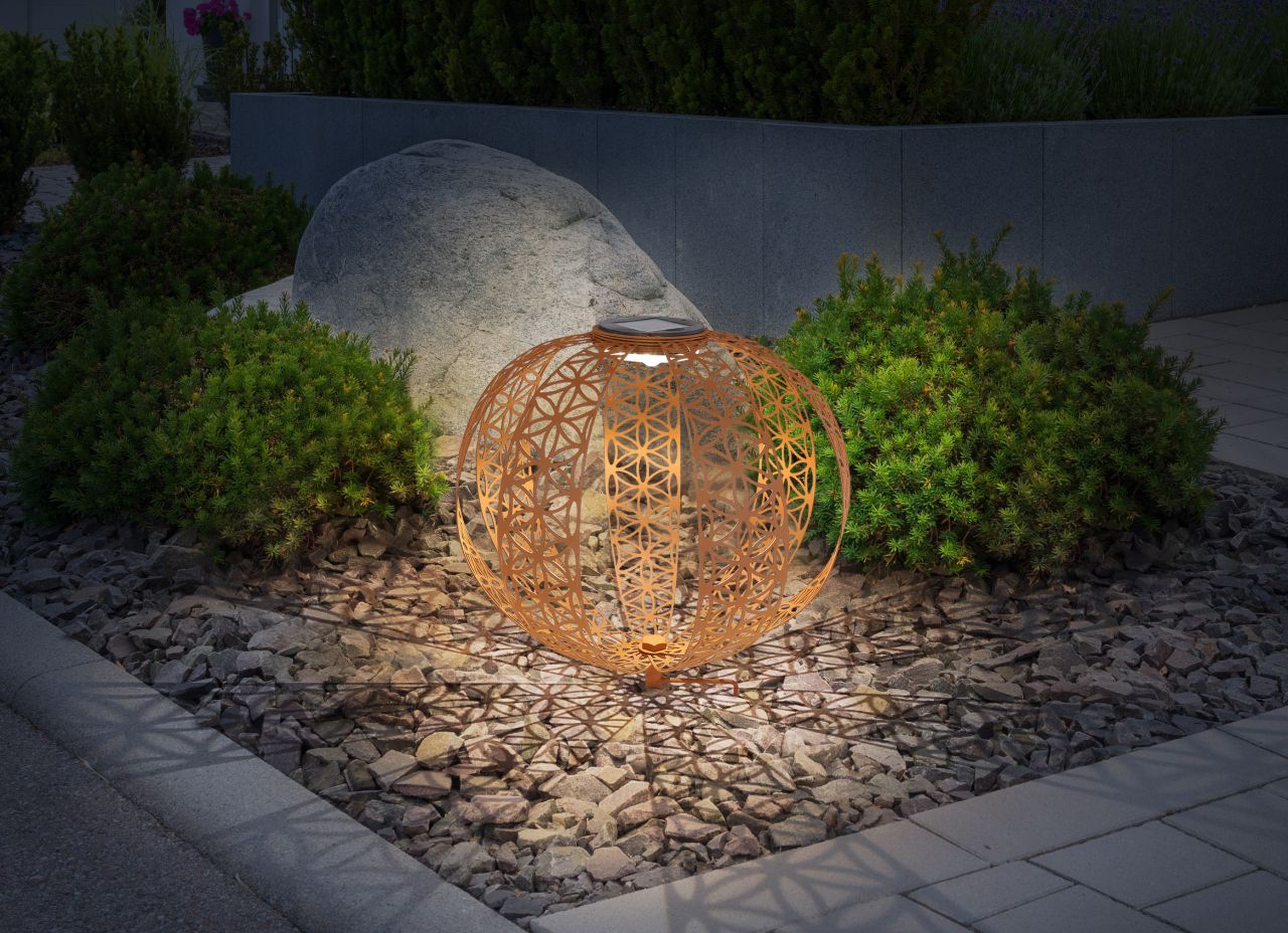 Globo Lighting - SOLARLEUCHTE METALL ROSTFARBEN, 1XLED - Solarleuchte Metall rostfarben, LED