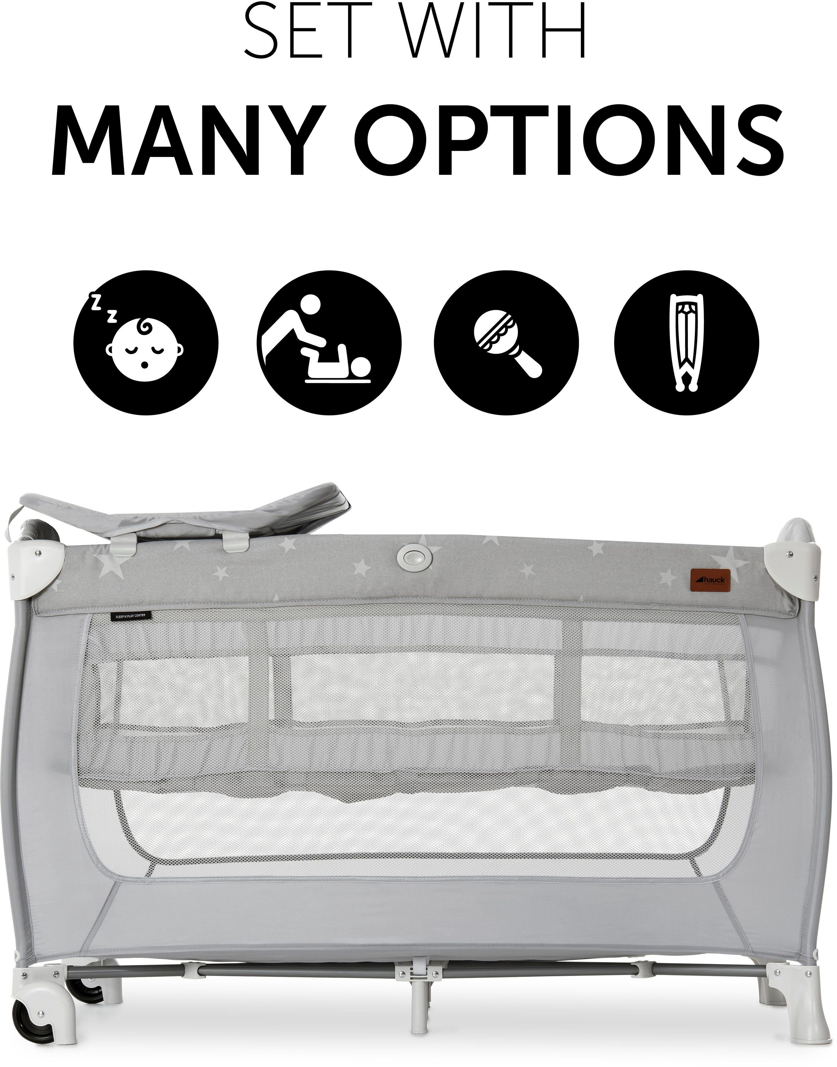 Hauck Baby-Reisebett Sleep'N Play Center, Stars, inkl. Transporttasche