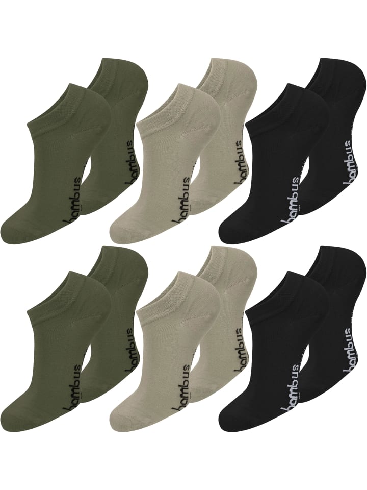 normani 6 Paar Bambus-Gesundheitssocken Sneakers in Oliv/Khaki/Schwarz günstig kaufen