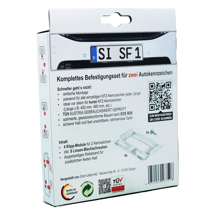 Kennzeichenhalter, 2 Paar, transparent von SimpleFix - ATU