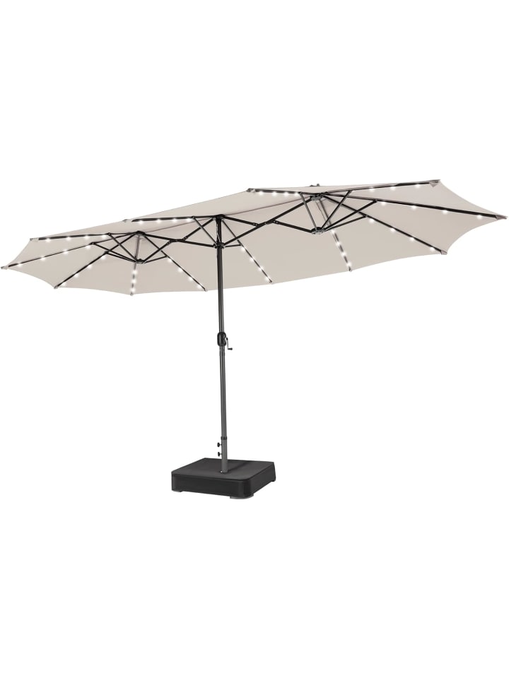 COSTWAY Doppelsonnenschirm mit LED 450 x 260 cm in Beige günstig kaufen onesize