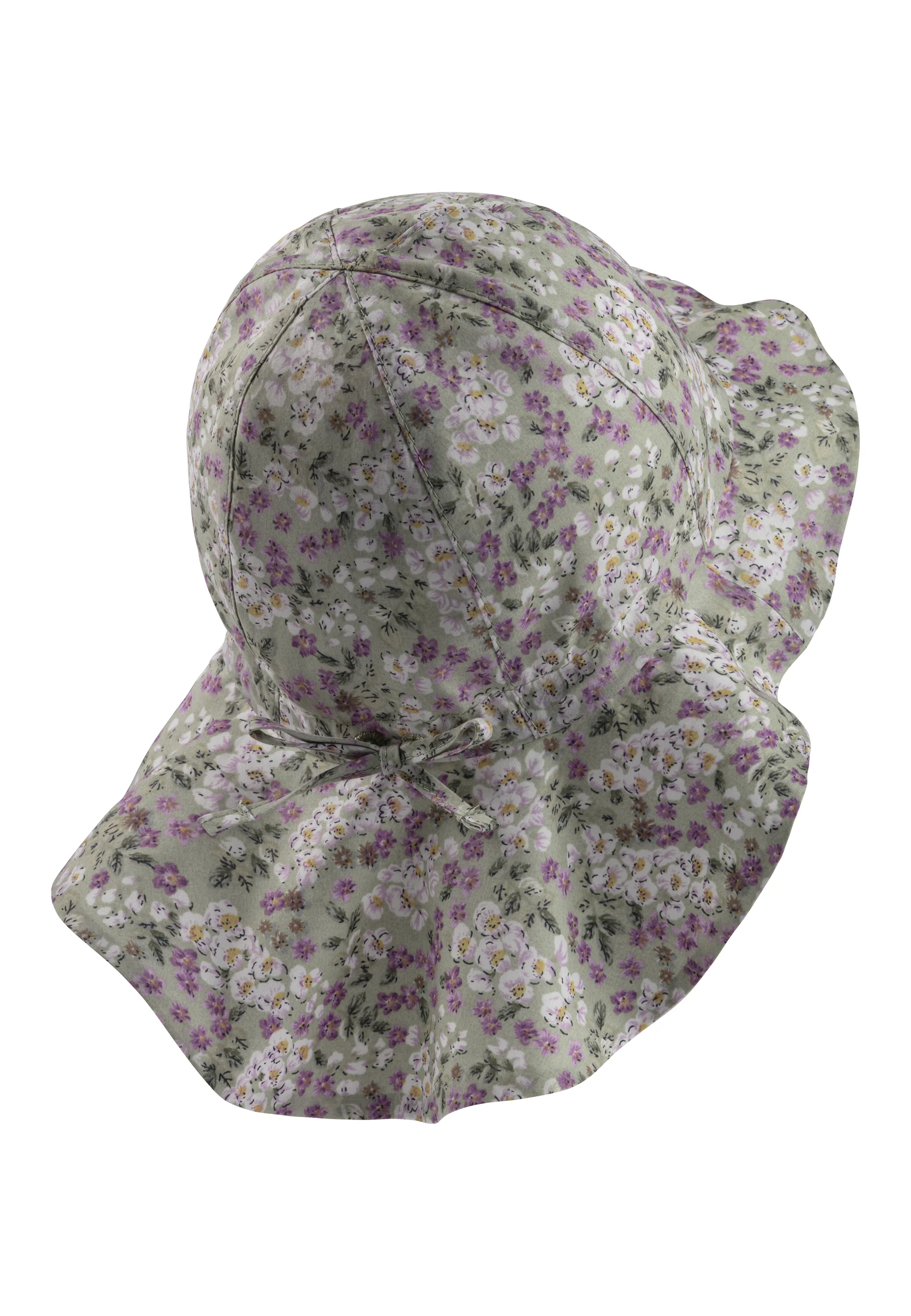 Sonnenhut mit Millefleurs-Muster in grün oder blau
