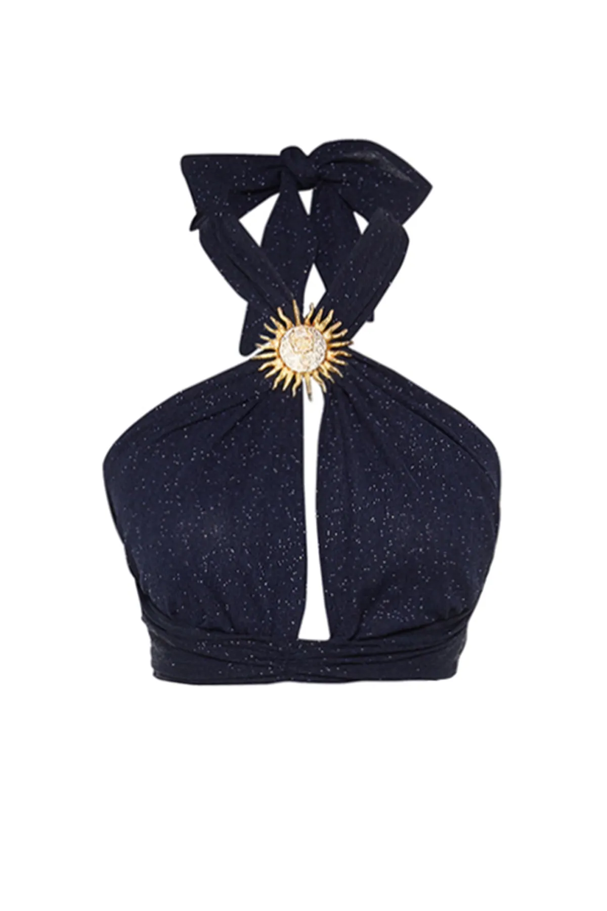 Trendyol Collection  X Zeynep Tosun Navy Blue Sun Accessoire Detailliertes, glitzerndes Strick-Bustier TCLSS23BS00010