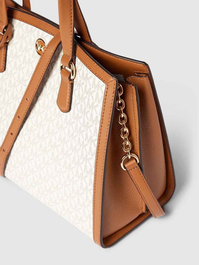 Handtasche in Two-Tone-Machart Modell 'CHANTAL' in ecru