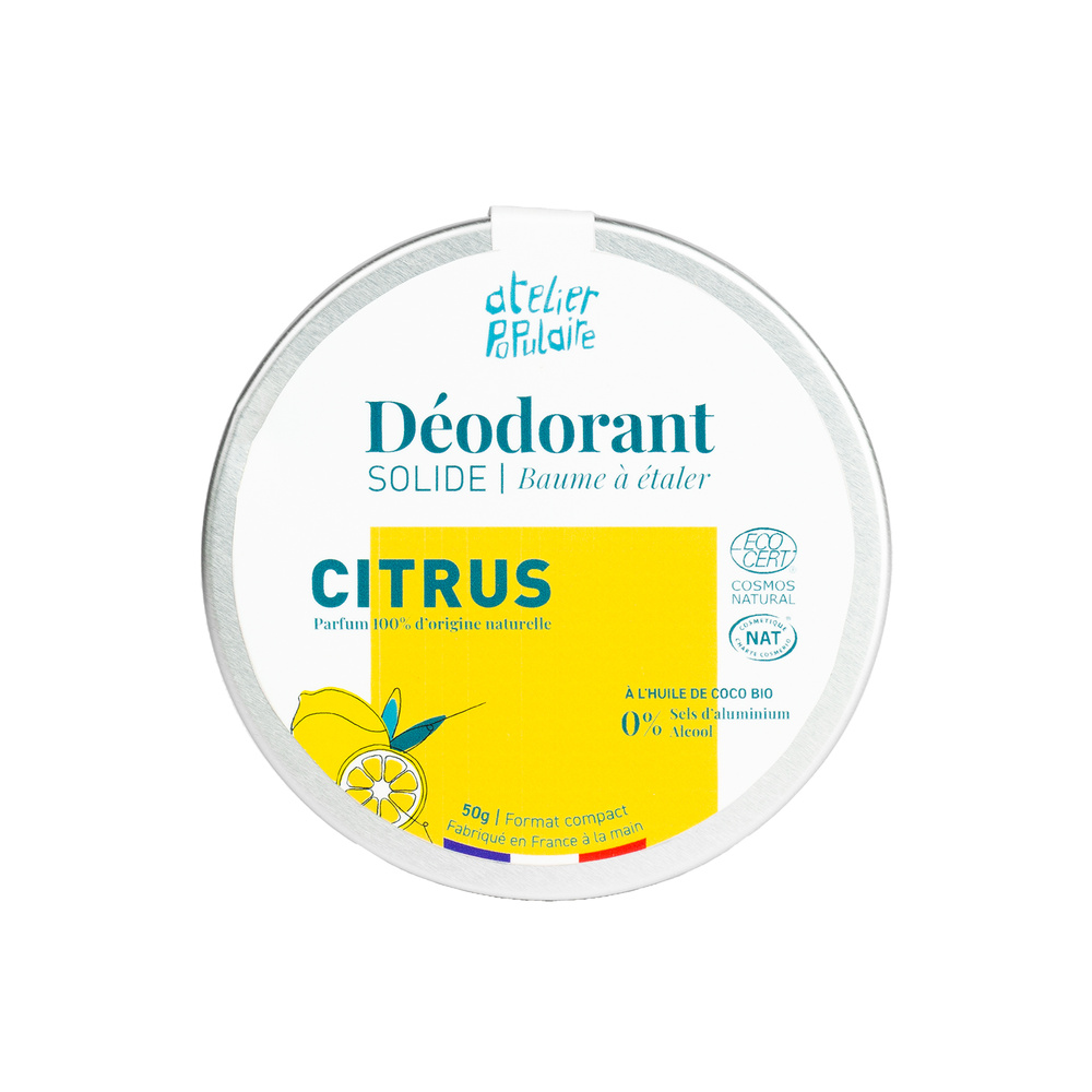 atelier populaire Déodorant solide certifié bio | Citrus | 50g Déodorant