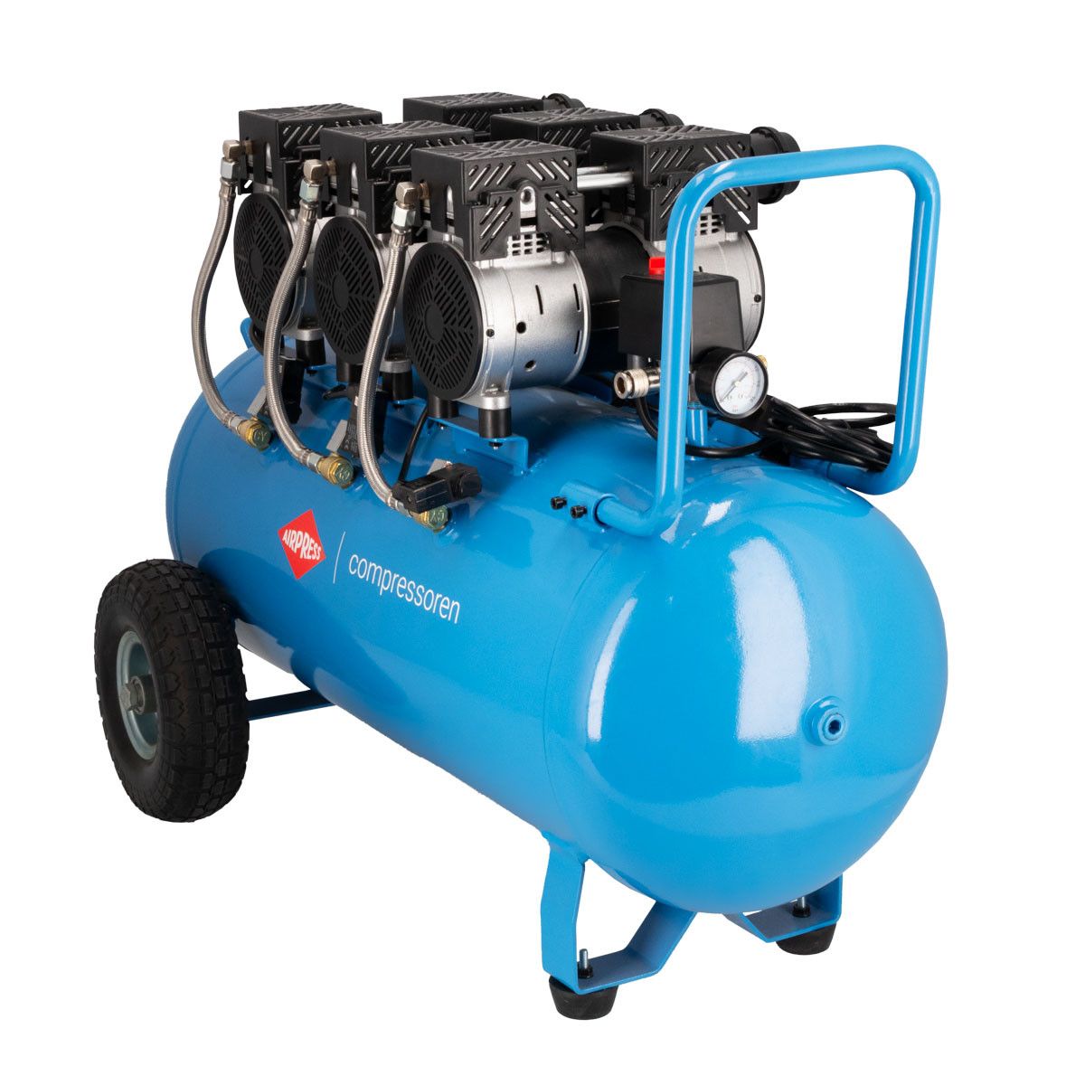 Compresseur Airpress 36537 LMO 100-380 Silent, sans huile, 8 bar, 3 ch (3 x 1 ch) / 2,25 kW, 280 l/min, 90 l