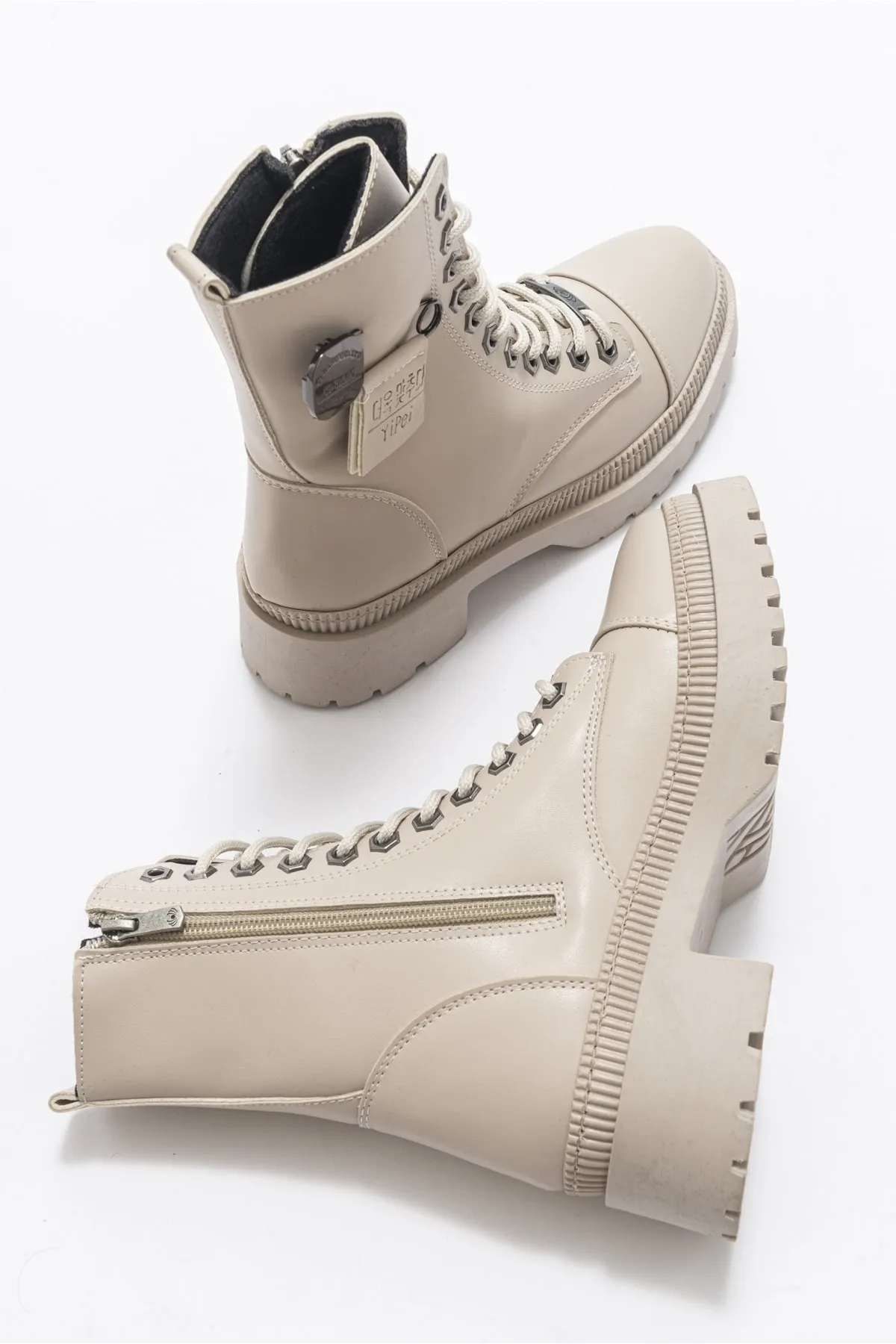 LuviShoes  Abide Beige Skin Damenstiefel