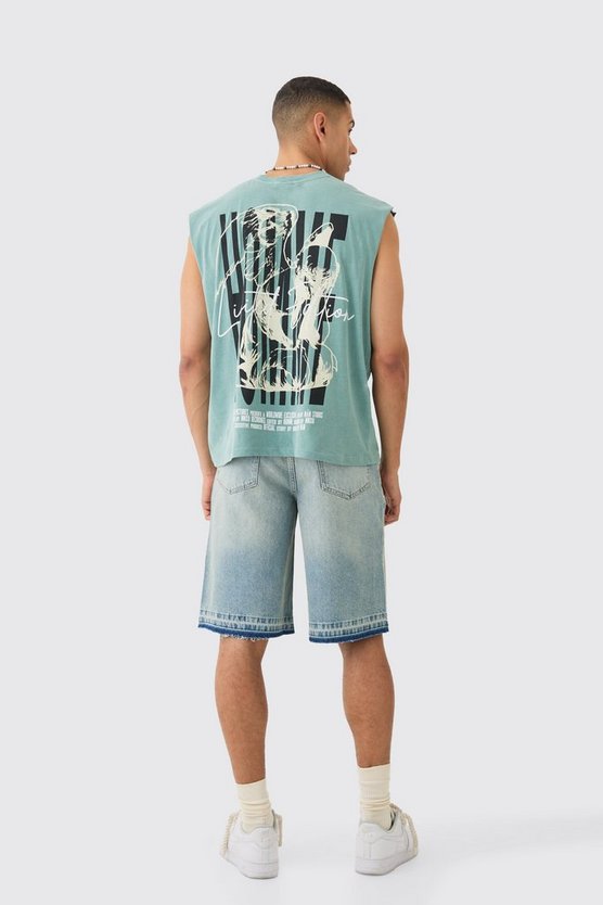 Kastiges Oversize Tanktop mit Gothic Renaissance-Print