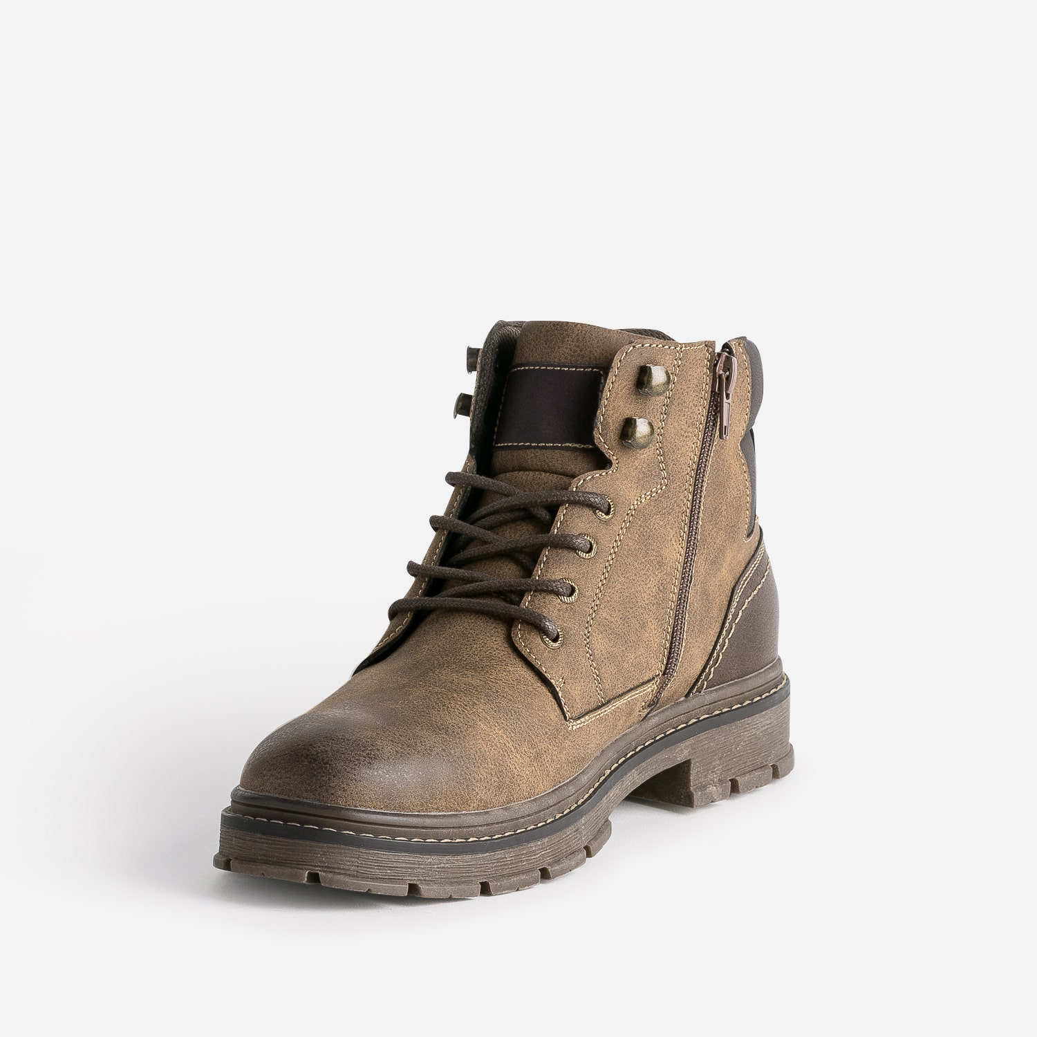 Boots à lacet marron à semelle crantée