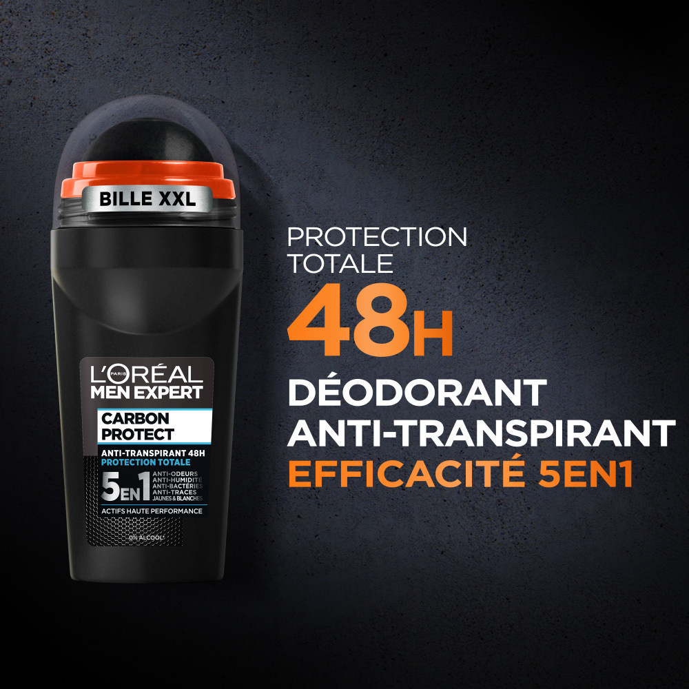 L'Oréal Paris L'Oréal Men Expert Carbon Protect Déodorant Bille 5en1 - 50ml Déodorant Bille Homme
