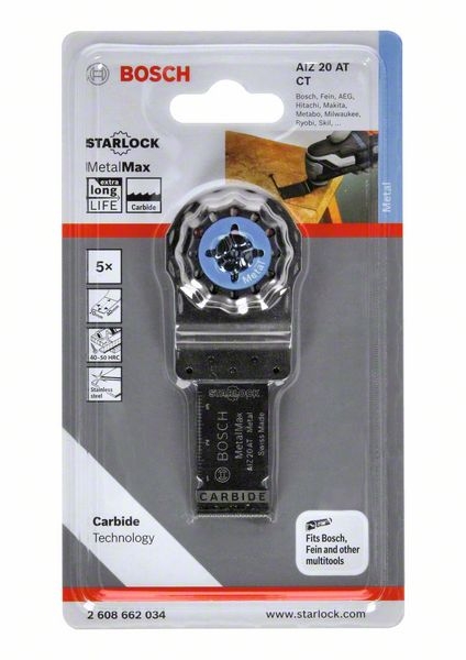 Bosch Blue Accessories 2608662034 Brzeszczot do piły zanurzeniowej z węglików spiekanych AIZ 20 AT Metal 40 x 20 mm 5 sztuk