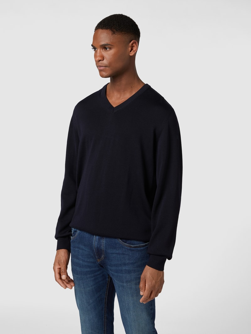 Pullover aus Schurwolle in marineblau