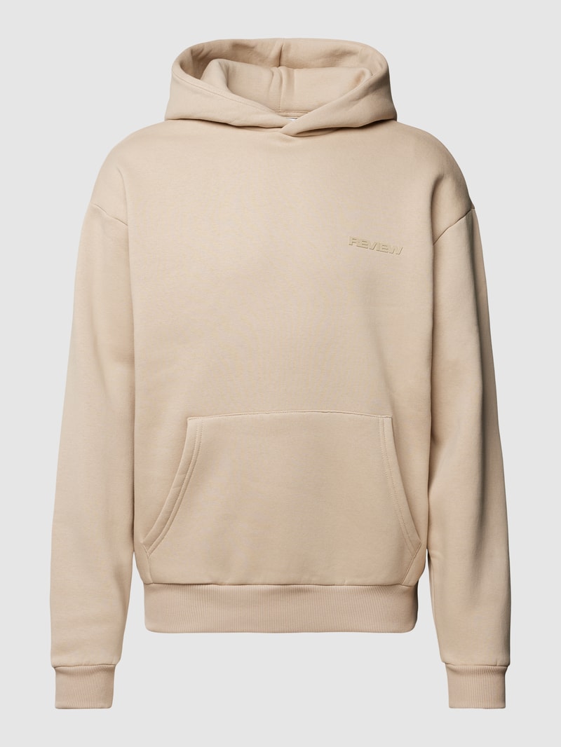 Hoodie mit Label-Print in taupe