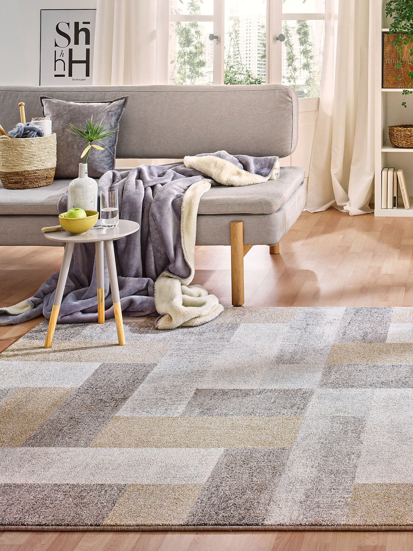 Urban Maze Moderner Teppich, Gold