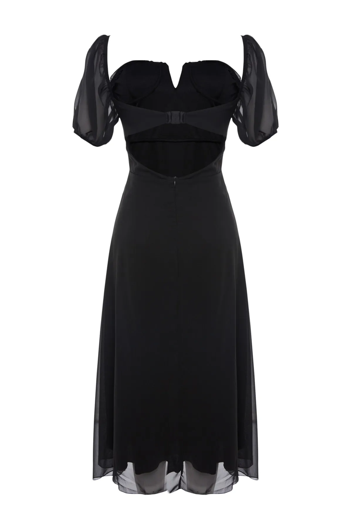 Trendyol Collection  Elegantes Abendkleid aus schwarzem, gefüttertem Chiffon TPRSS23EL00088