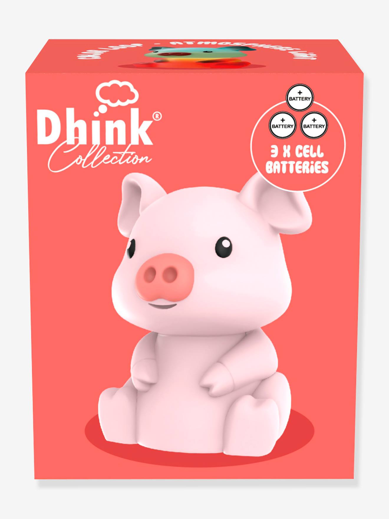 Kleines Kinderzimmer Schweinchen-Nachtlicht DHINK - rosa