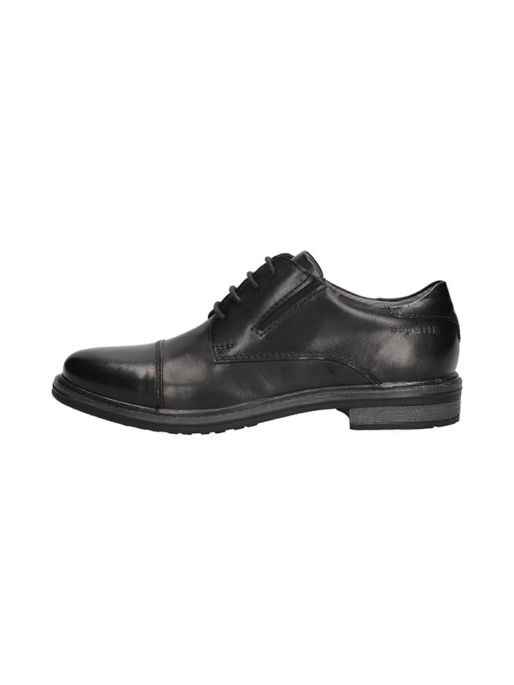 Bugatti Leder-Schnürschuhe in Schwarz günstig kaufen