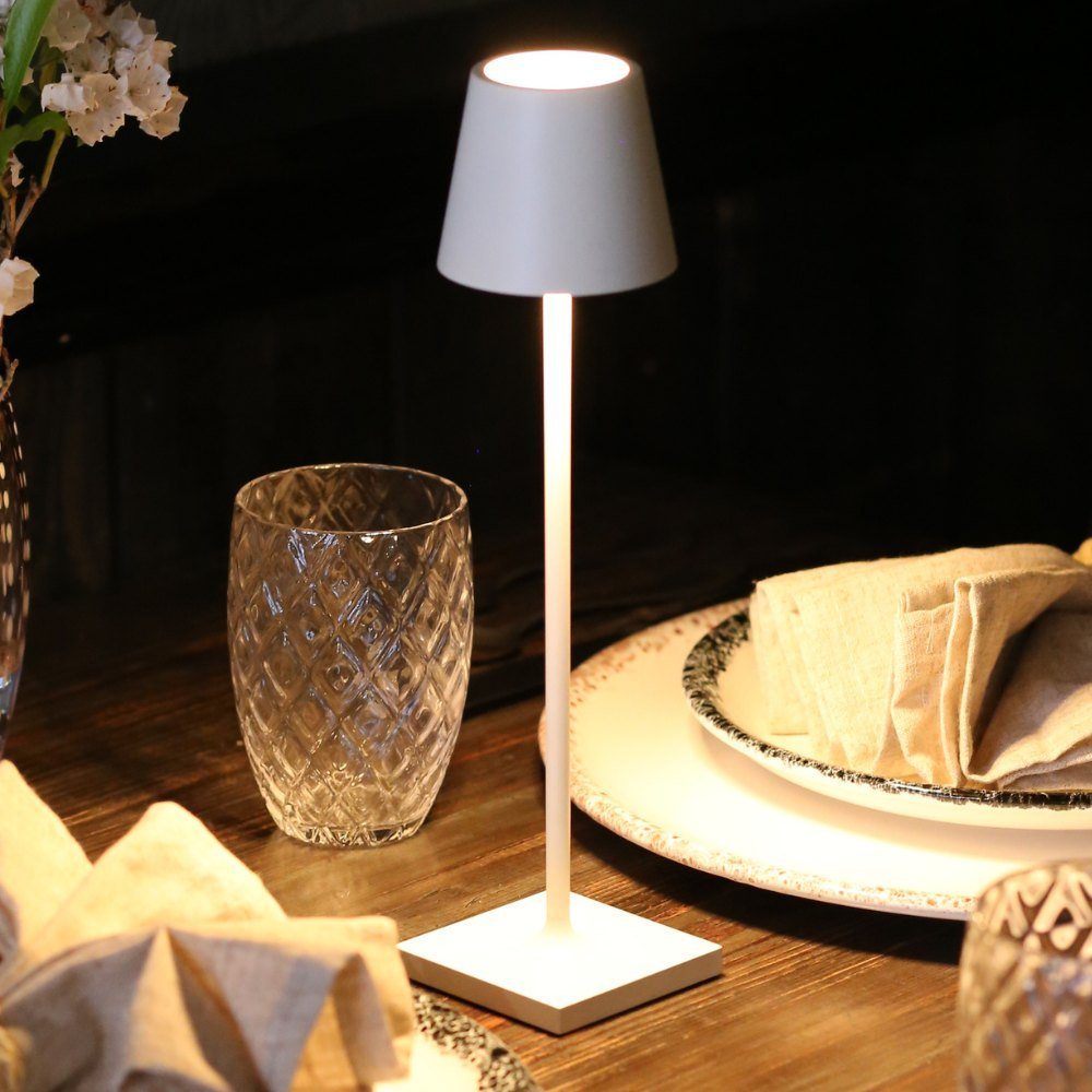 Zafferano LED Tischleuchte LED Akku Tischleuchte Poldina Micro in Weiß 1,8W 142lm IP65, keine Angabe, Leuchtmittel enthalten: Ja, fest verbaut, LED, warmweiss, Tischleuchte, Nachttischlampe, Tischlampe