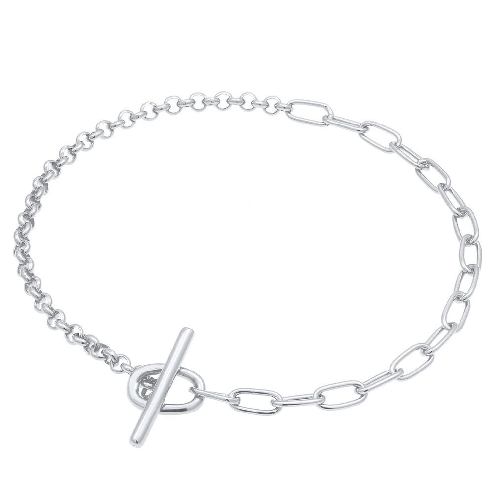 Elli Elli Bracelet Collier femme Figaro Basic Fermeture à barre en argent 925 Sterling Bracelet
