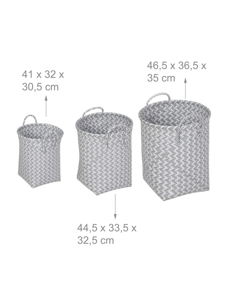relaxdays 3tlg. Wäschekorb Set in Weiß/ Grau günstig kaufen onesize