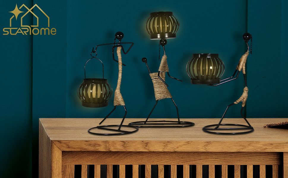 Starhome Teelichthalter Teelichthalter 3er Deko Set .Tischdeko für Esstisch, Wohnzimmer, Küche (3 St., 3er Set mit jeweils einer Figur wie abgebildet)