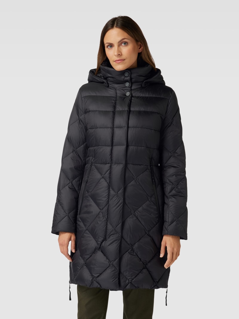 Steppmantel mit Kapuze in schwarz