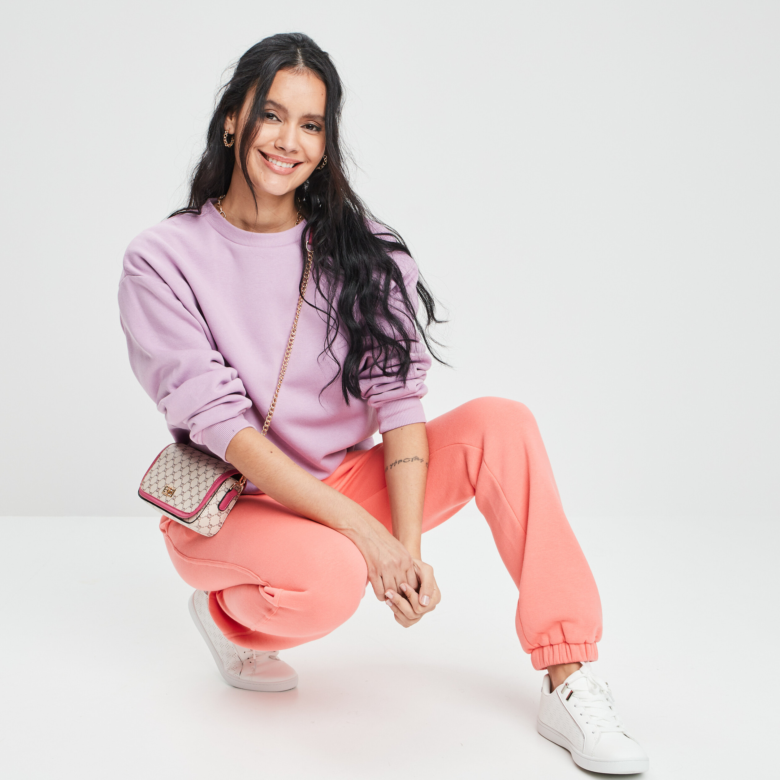 Pantalon jogging droit molleton rose corail femme | La Halle