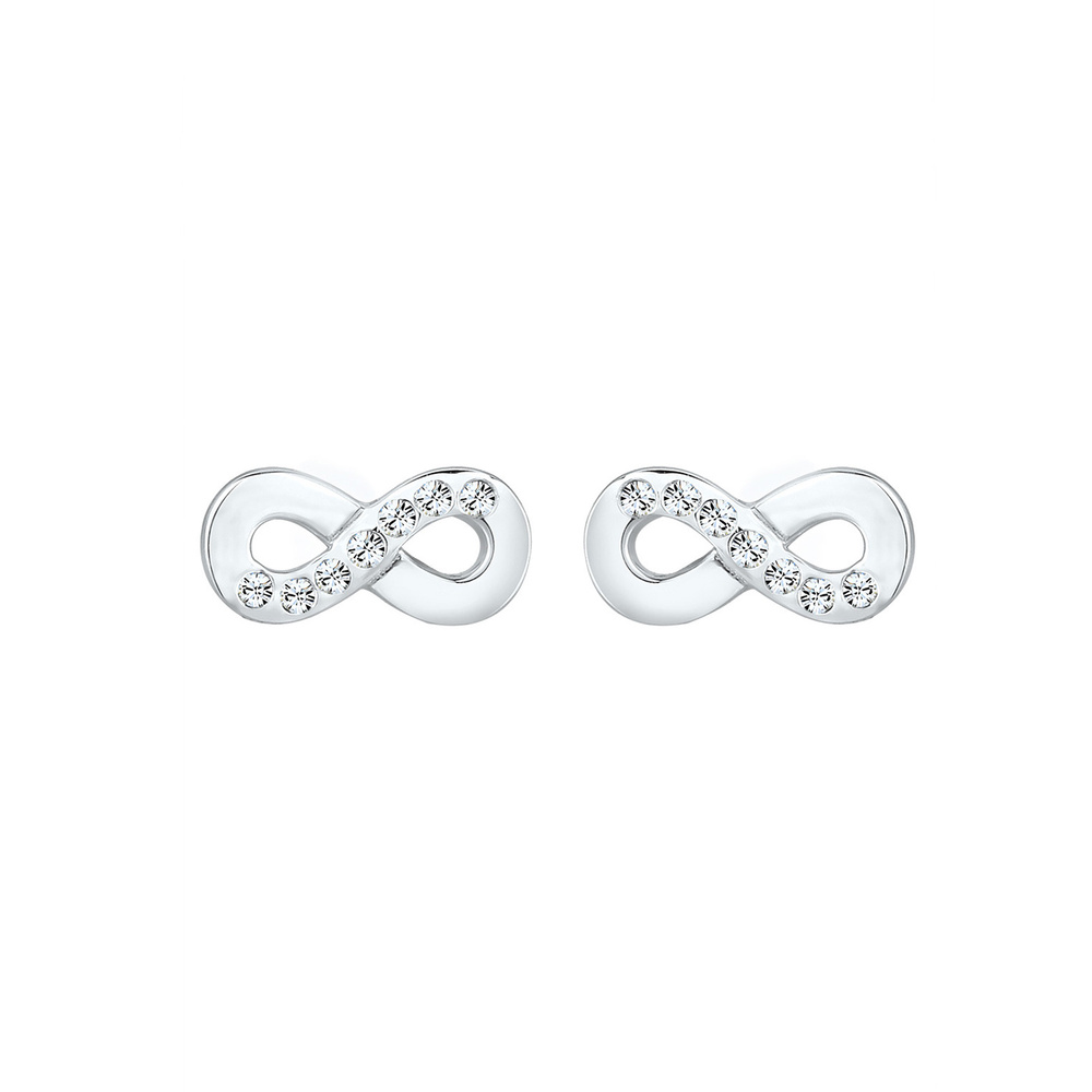 Elli Elli Boucles d'Oreilles Femme Motif Infinity Simplement avec Cristaux en Argent S Boucles d'oreilles
