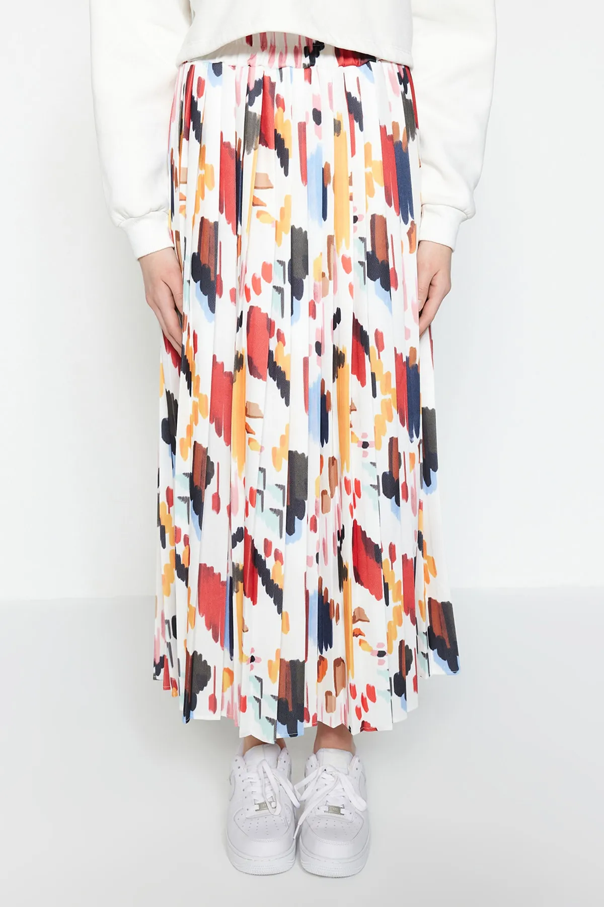 Trendyol Modest  Mehrfarbiger, breiter, plissierter Webrock mit elastischem Bund TCTSS23EE00026