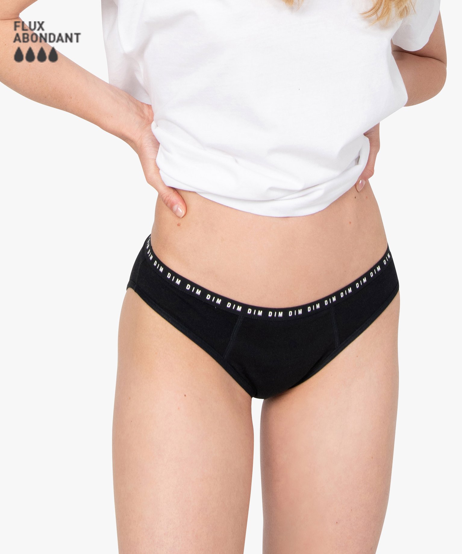 Culotte menstruelle lavable pour flux abondant - Dim Protect noir | GEMO