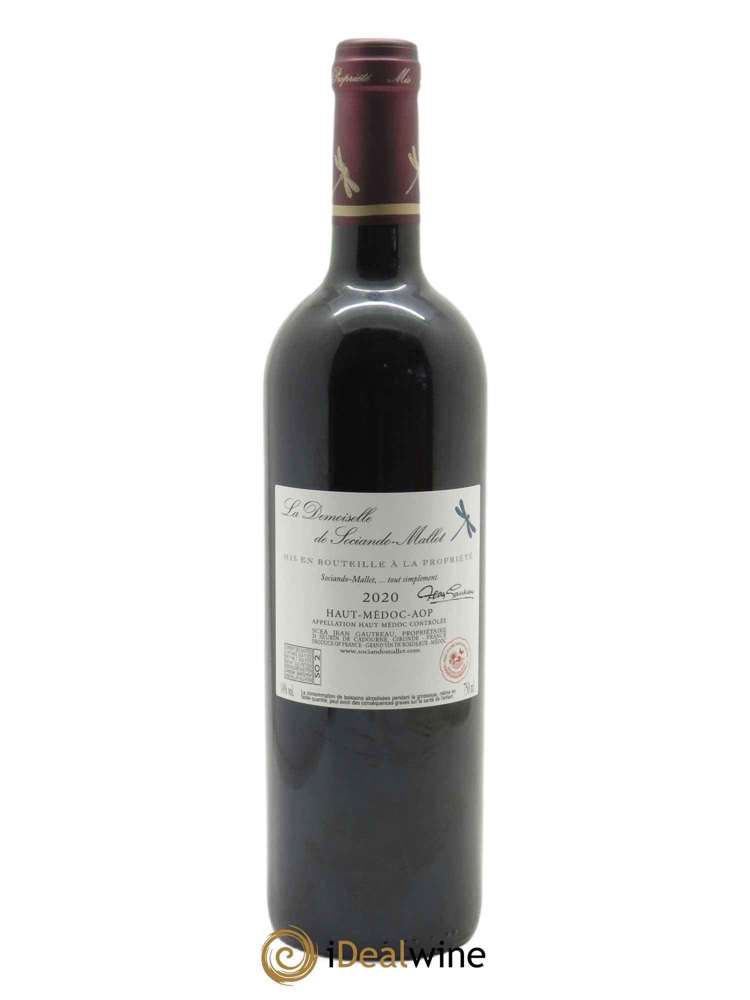 Demoiselle de Sociando Mallet Second Vin  2020 - Lot de 1 Bouteille