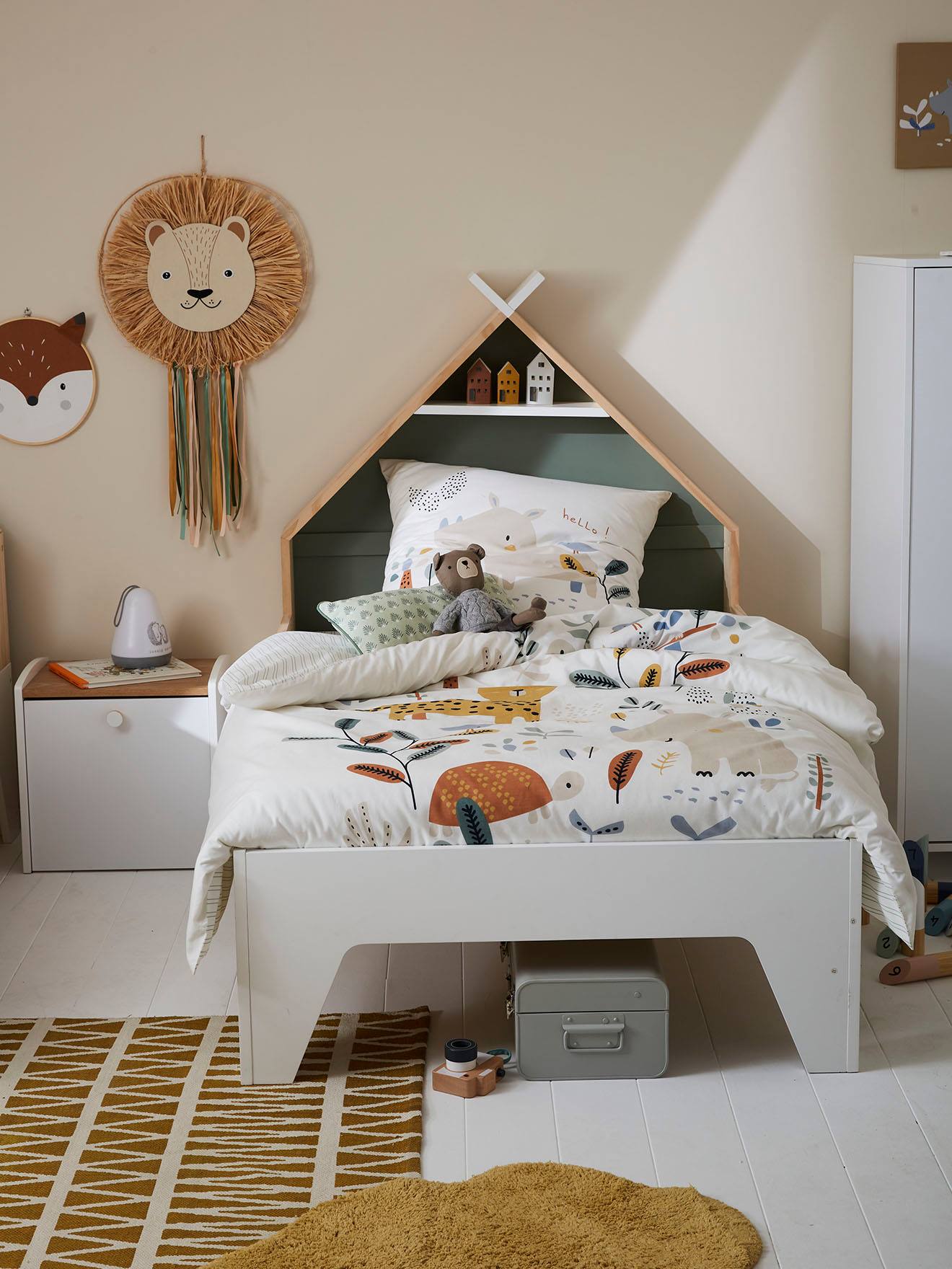 Vertbaudet Mitwachsendes Kinderbett TIPILI, Hausbett - grün/gelb