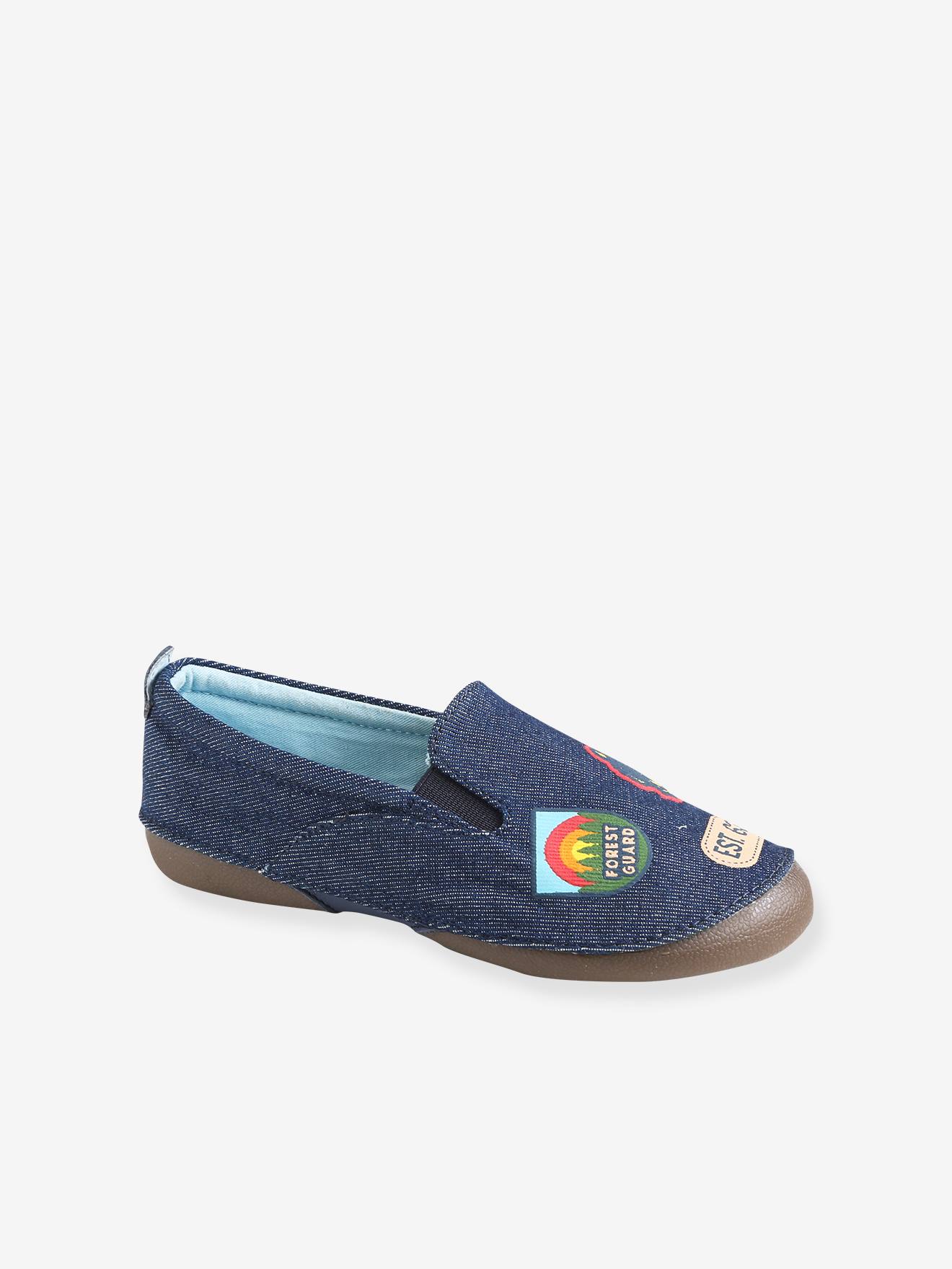 Chaussons élastiqués garçon en denim bleu denim