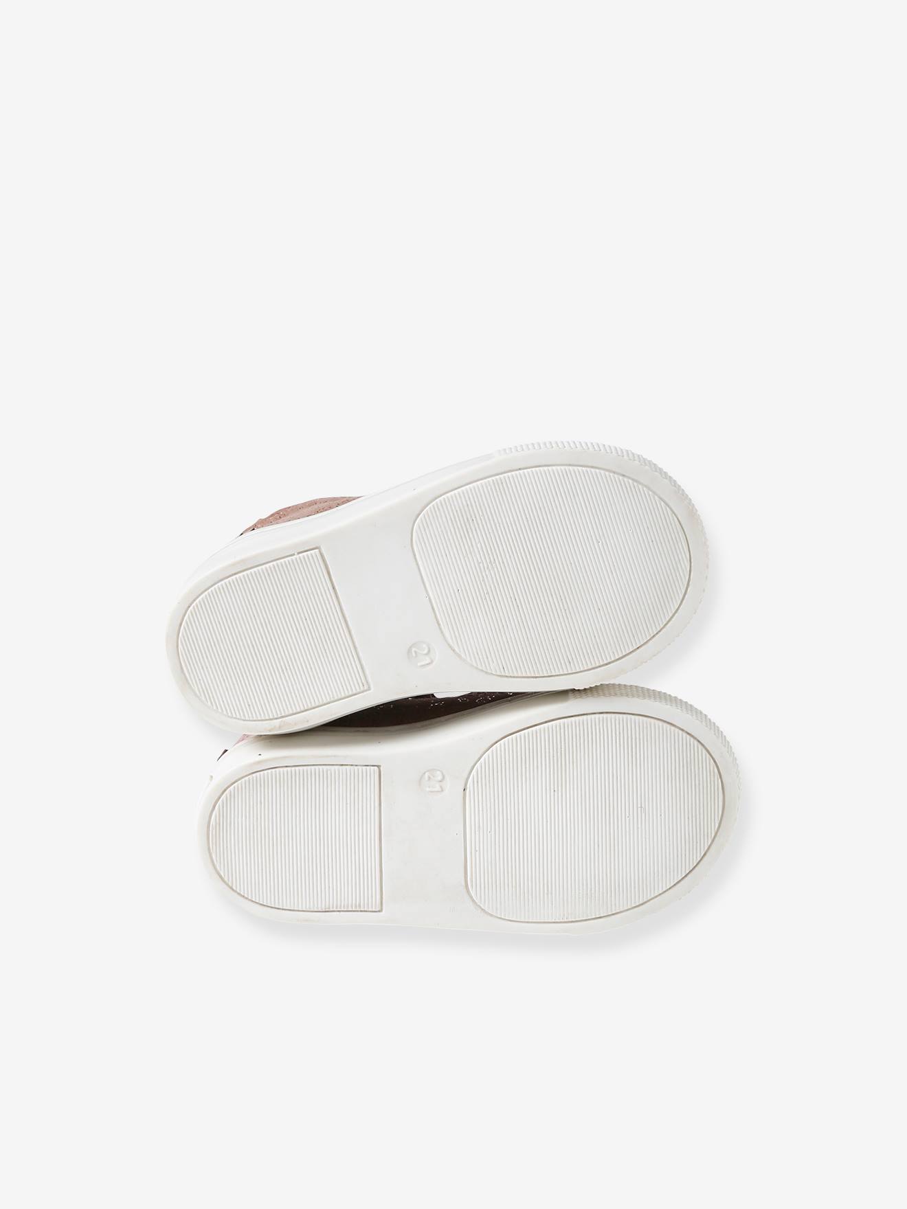 Baskets montantes en cuir lacées et zippées bébé rose imprimé
