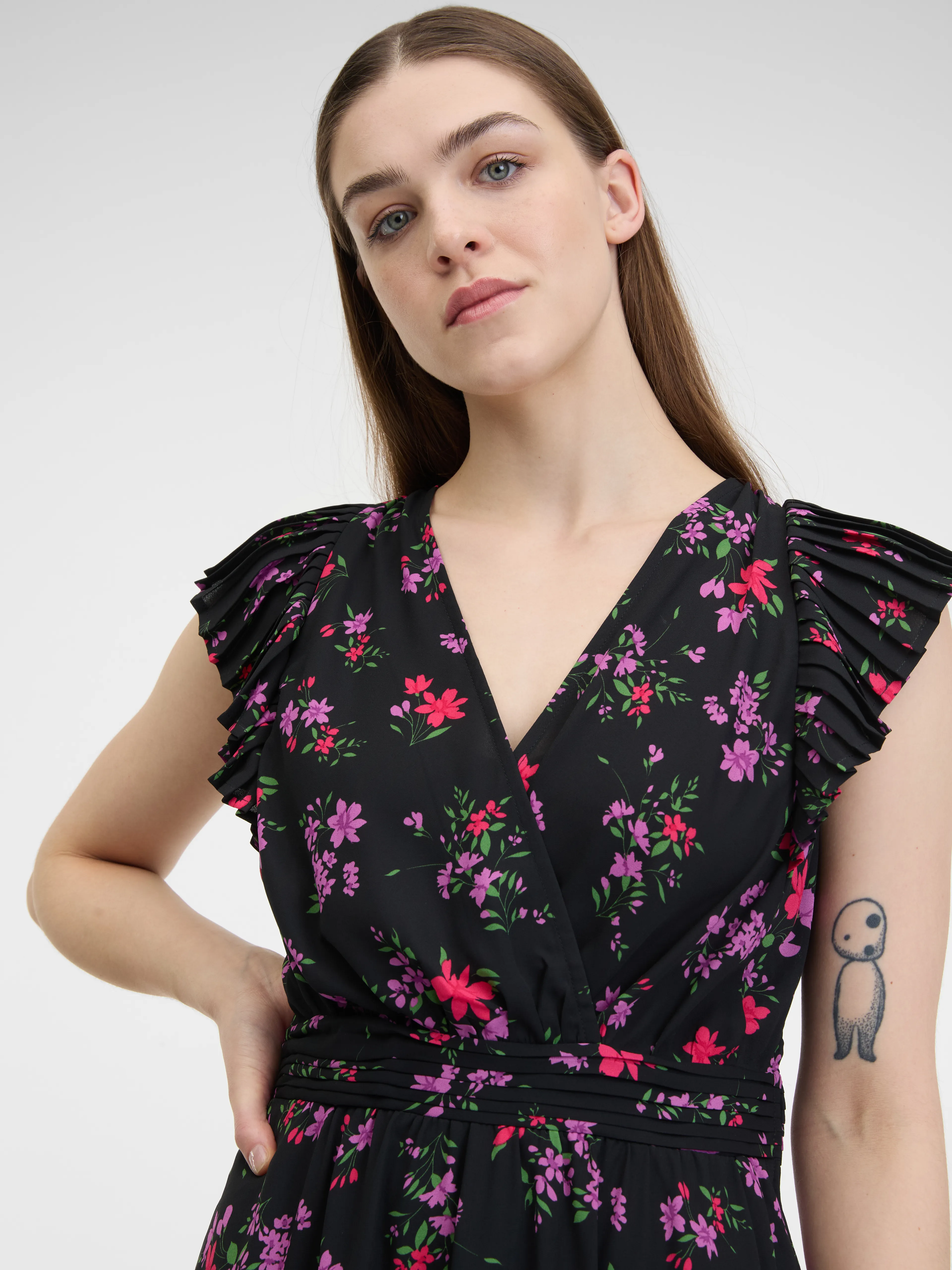 Schwarzes Damen-Blumenkleid ORSAY
