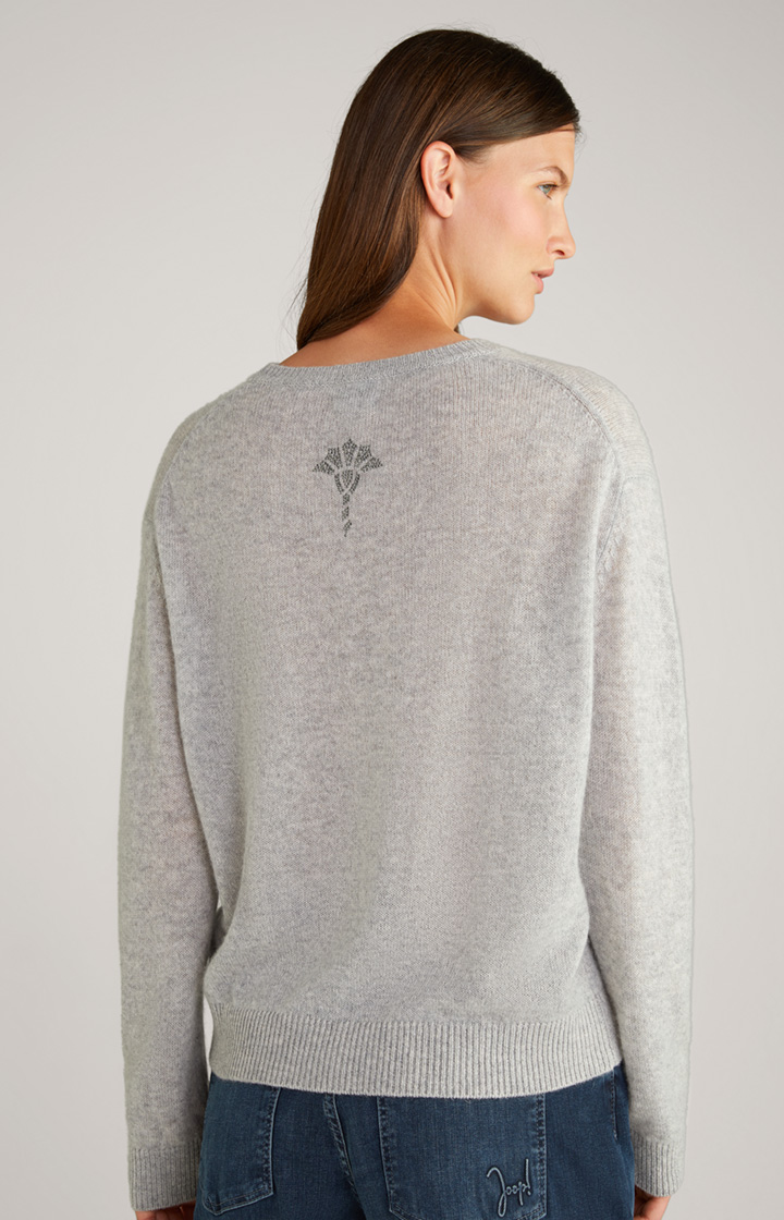 Cashmere-Strickpullover in Grau meliert