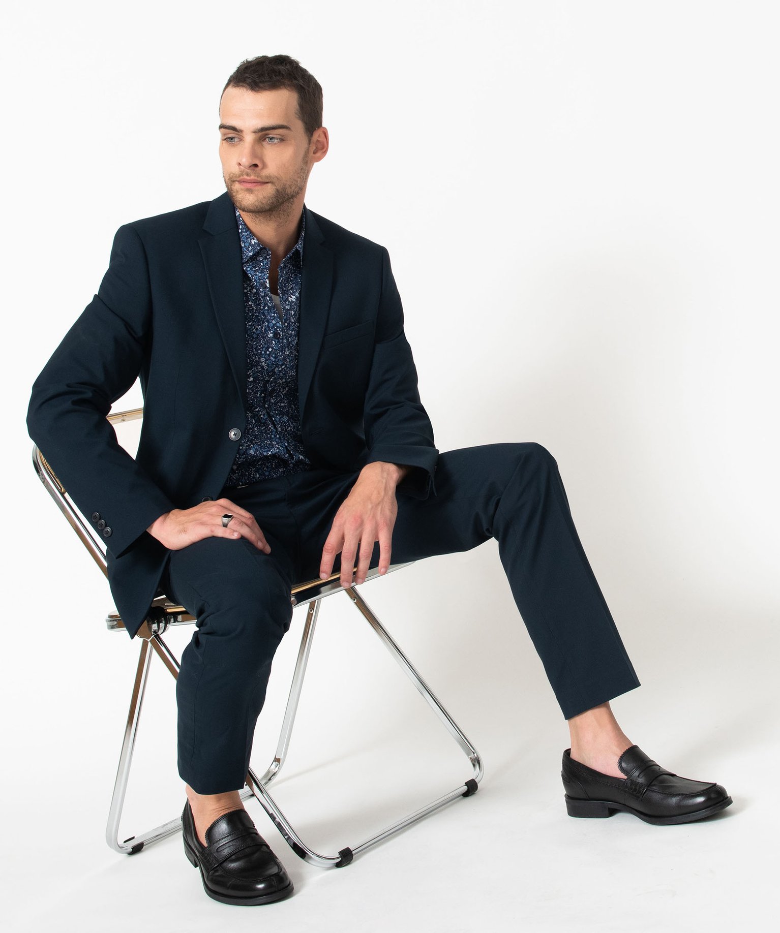 Chemise droite à manches courtes à petits motifs homme imprime | GEMO