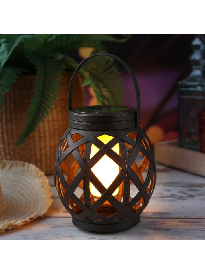 MARELIDA LED Solar Laterne mit Flammeneffekt  H: 16cm in schwarz günstig kaufen onesize