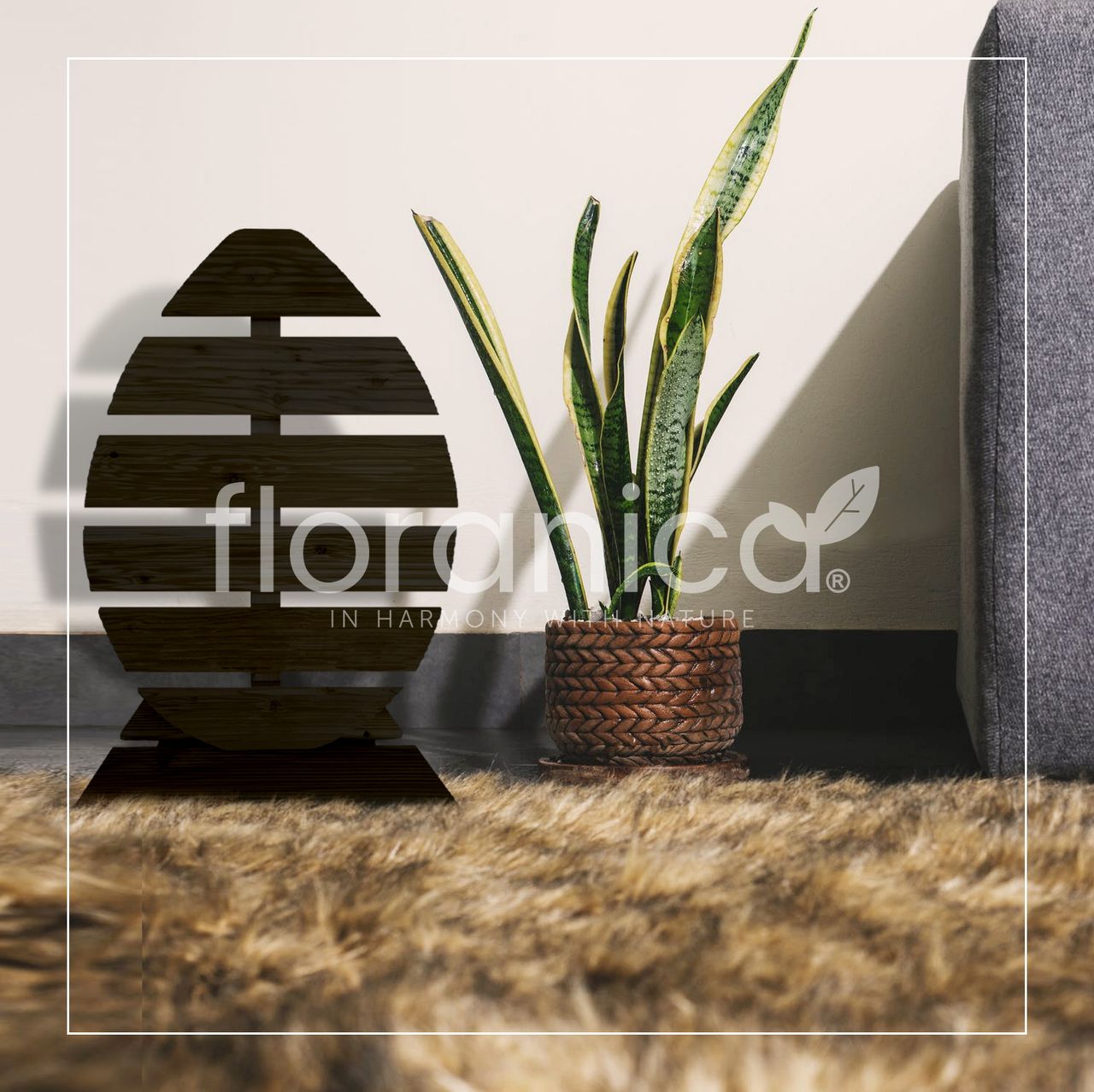 Pemicont Floranica Holz Osterei Osterdeko Lärchenholz Höhe 68cm Breite 46cm Braun Osterdekoration modernes Design Kunsthandwerk osterdeko osterhasen tischdeko