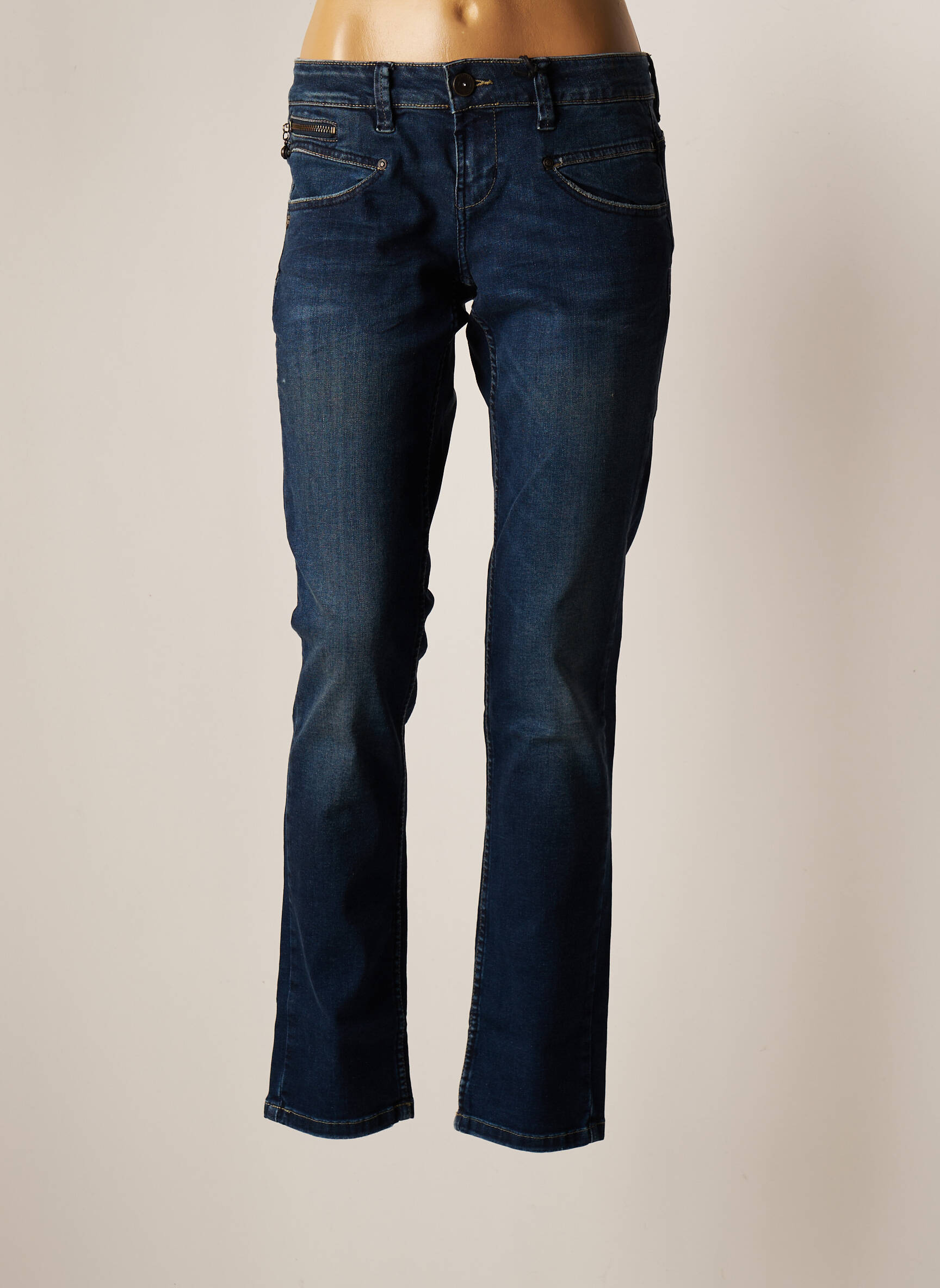 Freeman T Porter Jeans Coupe Slim Femme couleur bleu