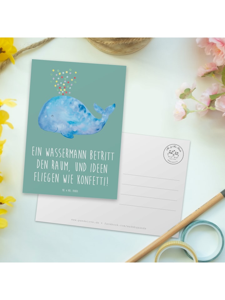 Mr. & Mrs. Panda Postkarte Wassermann Ideenflug mit Spruch in Meeresbrise günstig kaufen onesize