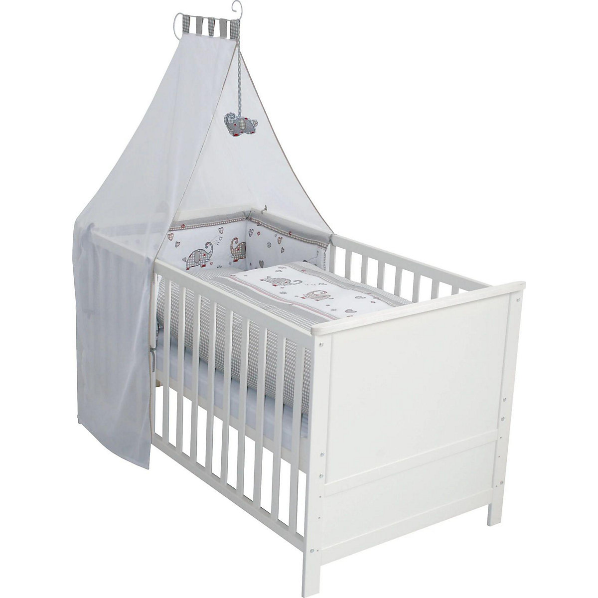 Komplettbettset, 70 x 140 cm Jumbo twins grau weiß