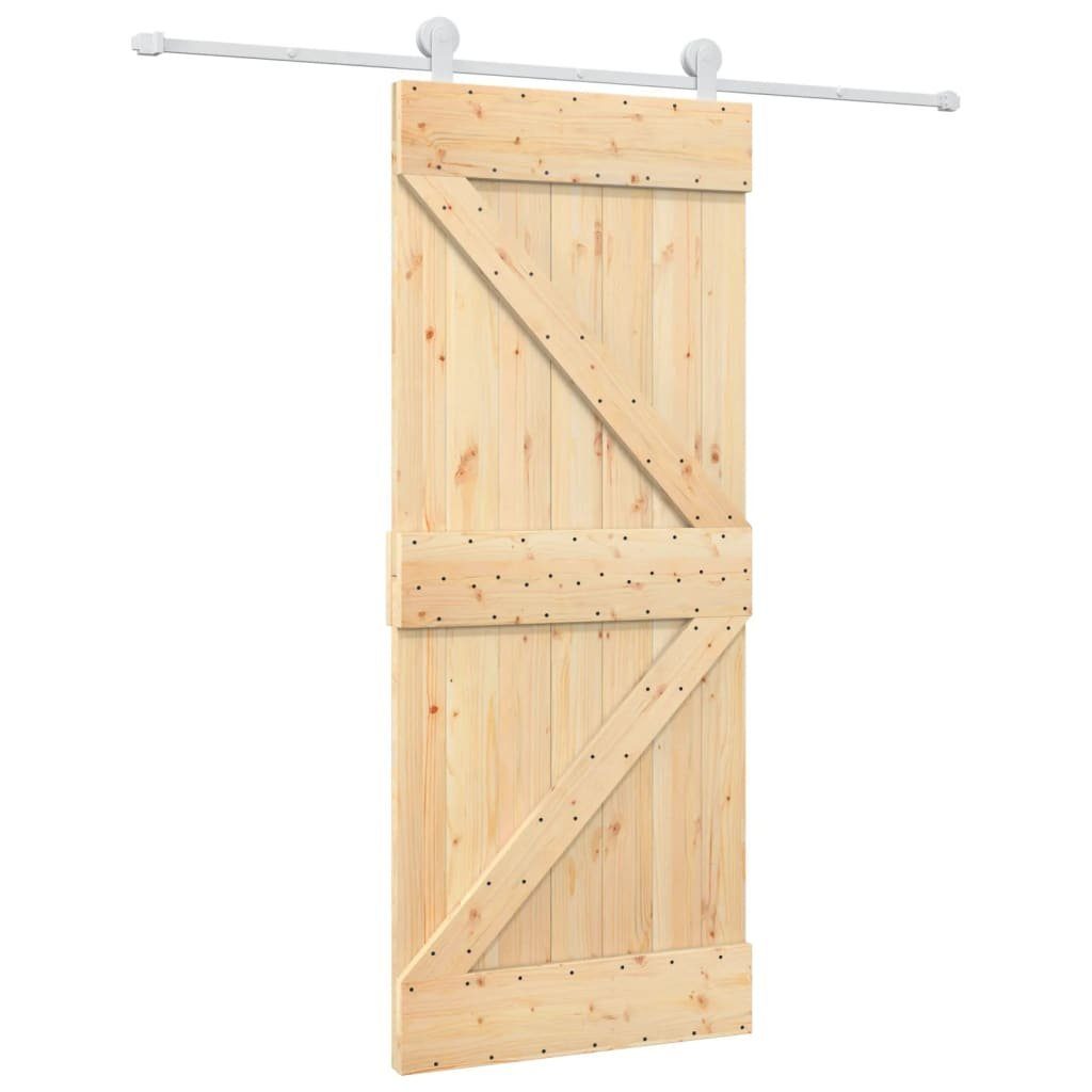 vidaXL Zimmertür Schiebetür mit Beschlag 85x210 cm Massivholz Kiefer Zimmertür Innentür