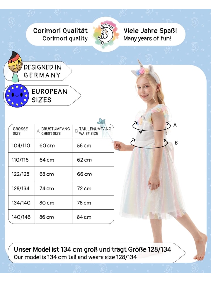 Corimori Einhorn Kleid für Kinder in Weiß günstig kaufen