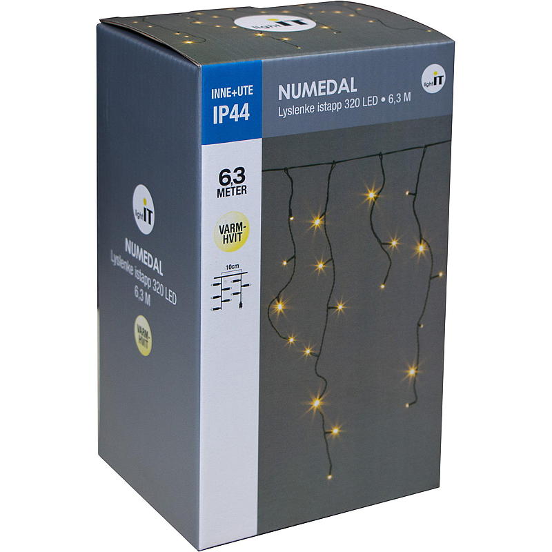 Home Lyslenke 320 LED Istappper, varmhvit, Numedal