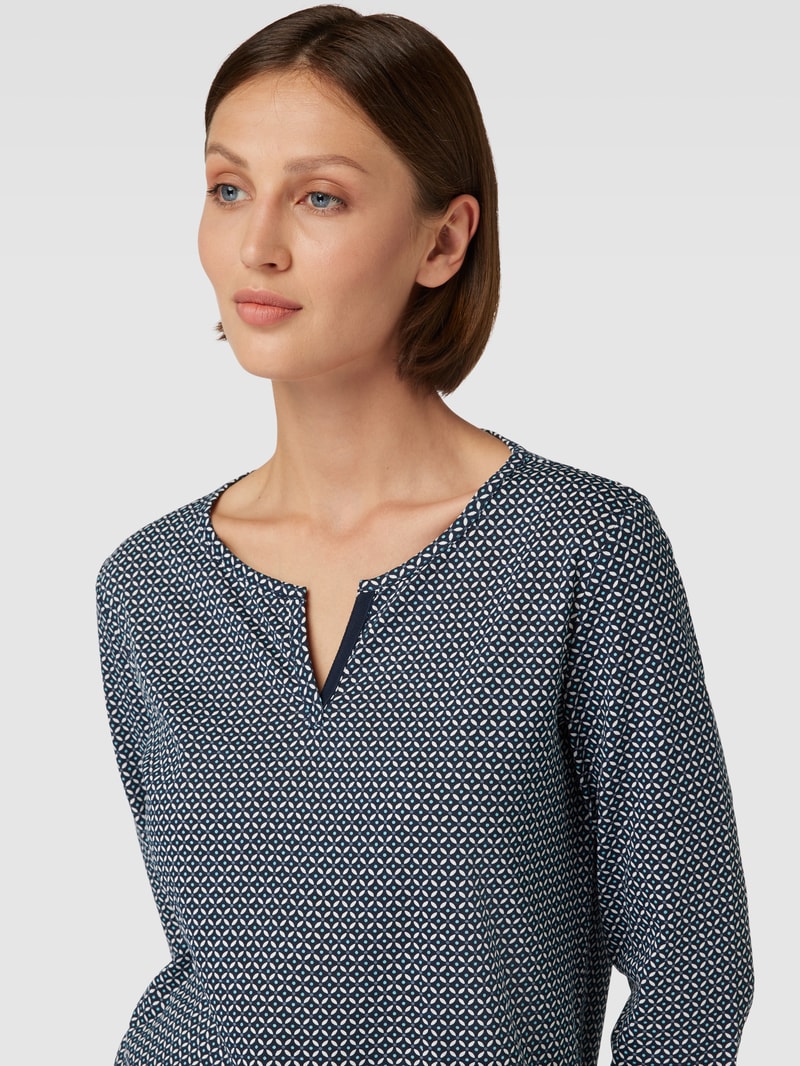 Blusenshirt mit Allover-Muster in marineblau