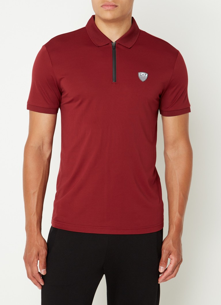 Polo Emporio Armani de corte regular com logotipo e meio zíper.