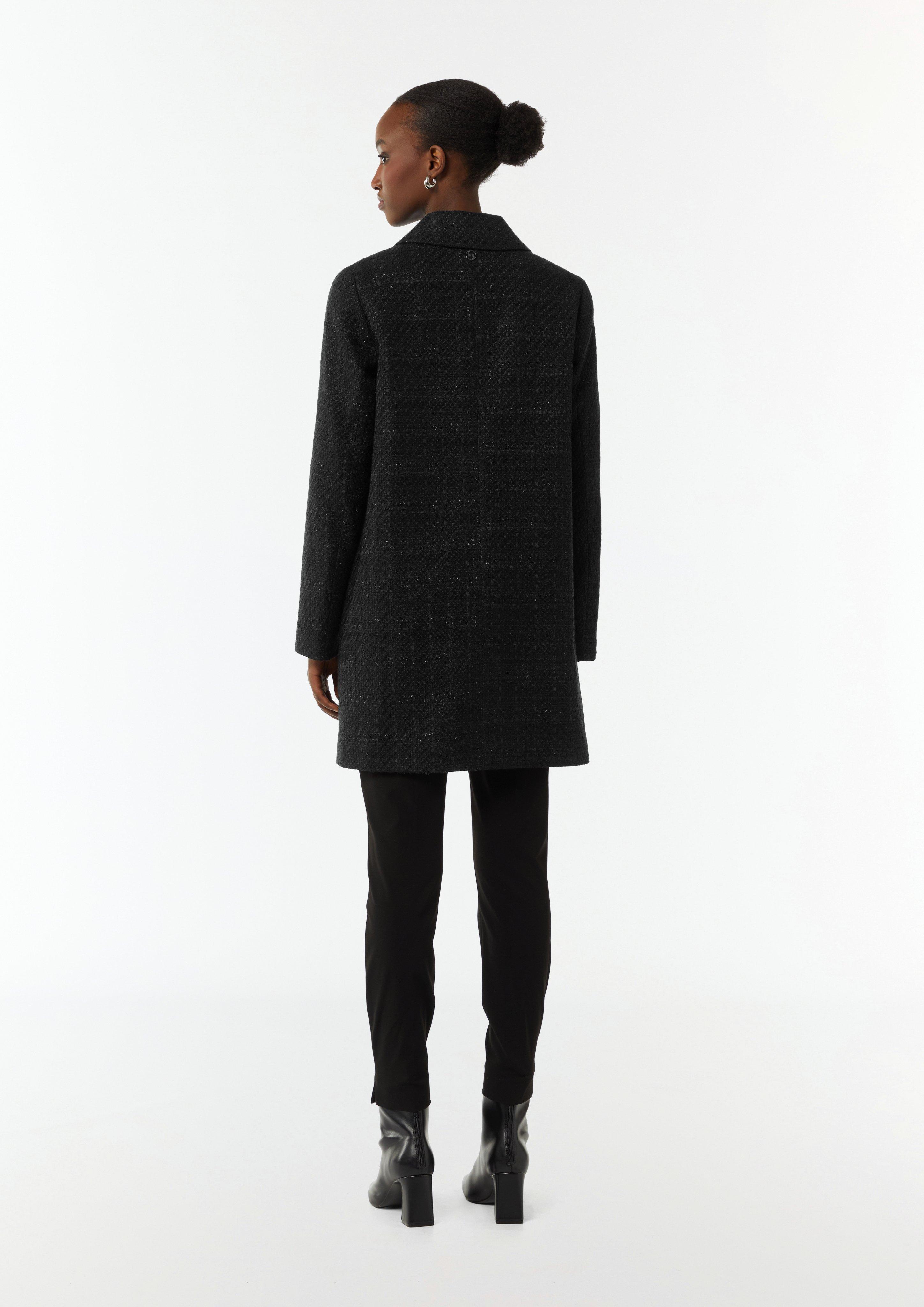 Tweed-Mantel mit schimmerndem Garn - schwarz
